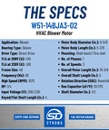 Specs of HVAC Blower Motor One Quarter Horsepower One Phase Three Speed 208 To 230 Volt 1075 RPM Replacement