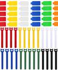 60 Piece Color Coded Cable Labels And Hook And Loop Ties Set For Home Office Cord Management, multicolor labels and ties