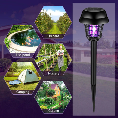12 Pack Solar Bug Zapper Outdoor Waterproof Mosquito Killer Lamp For Patio Yard Garden With Purple And Warm Light view