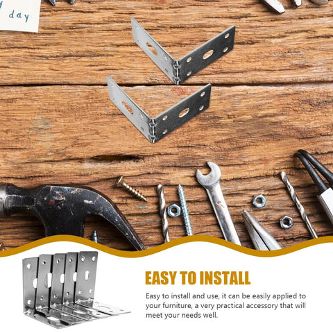 5 Pack Heavy Duty 90 Degree Iron Angle Brackets For Wood Projects No Fuss Install L Shaped Corner Braces with tools