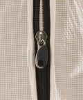 Detail of zipper on Under Bed Sweater Storage Bags 2 Pack Made From Breathable Cotton Canvas With Zippers And Clear Top Window For Quick Visuals