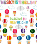 3D Hot Air Balloon Honeycomb Bulletin Board Set For Classroom Decor With Colorful Balloon Cutouts And Cloud Shapes, 65 Piece Back To School Kindergarten Art Kit For Easy Assembly And Cute Inspiring Displays featuring vibrant balloons and cloud shapes.