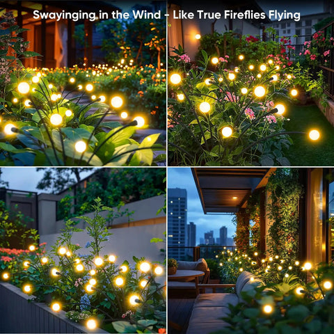 Outdoor Solar Firefly Lights 4 Pack With 32 LEDs Waterproof Pathway Lamps For Yard And Patio Solar Powered Garden Decor