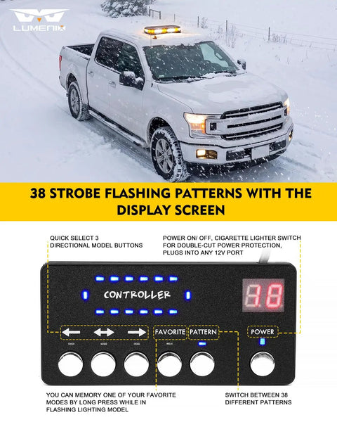 Slick 42 Led Roof Top Strobe Beacon Light Bar Brings The Heat Heavy Duty Emergency Warning Flasher Plug And Play Controller Total Knockout For Tow Trucks Snowplows Construction Vehicles Amber White