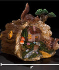 Tree Trunk Fairy House Solar Light For Outdoor Decor And Garden, Cute Flickering LED Backyard Ornament, 8x9 inch, detailed view