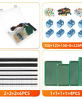 Over 800 Pieces DIY Electronics Kit with Double Sided PCBs, LED diodes, resistor pack, jump wires, headers for soldering practice
