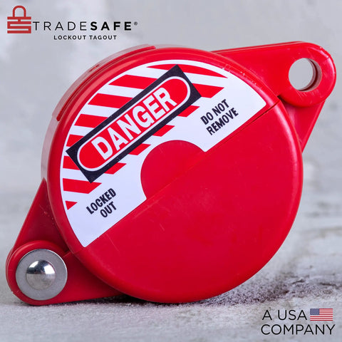 Gate Valve Lockout Kit Two Pack Valve Lockout Device For One Inch To Two And A Half Inch Diameter Handles with danger sign