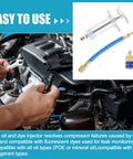 Oil and Dye Injector Kit for Car HVAC Systems, 30ml hand push compressor with tools and quick coupler in vehicle maintenance