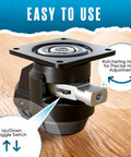 Leveling Casters With Retractable Feet For Stable Mobility on Tables, Machines and Furniture, height adjustable tool close-up