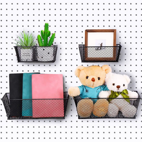 Pegboard Baskets Set Four Large Steel Wire Baskets For Garage And Workshop Organization Wall Mounts That Actually Make Space Shine