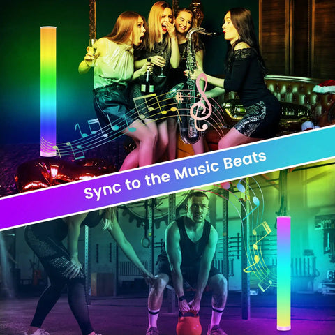 2 Pack RGB Corner Floor Lamps With Smart App Control in a lively dance party scene