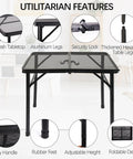 Portable Folding Table For Camping And BBQ, Lightweight Metal Side Table For Picnics And Patio, 23 X 15 Inches with features listed