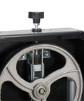 Close-up of the pulley system inside the Badass Heavy Duty Steel Benchtop Band Saw With 2.2 Amp Motor.