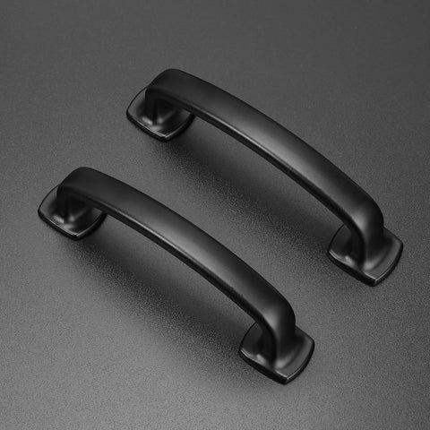 Arch Cabinet Pulls 3 Inch Matte Black Solid Zinc Die Cast 10 Pack Flat Square Curved Drawer Handles For Kitchen Cabinets