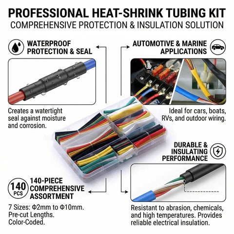 780 Piece Heat Shrink Tubing Kit With Case Assorted Colors And Sizes 2 To 1 Shrink Ratio Electrical Wire Insulation Set