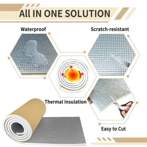 Badass PEF Foam Insulation Roll With Thick Aluminum Coating Peel And Stick Backing 13 By 78 Inch Heat Blocker Tape waterproof insulation details.