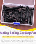 Heavy Duty Shaft Locking Pin Kit With 9 Pieces In 9 Sizes 3/16 In To 3/8 In Black Zinc Plated Round Square Arch Pins in a box