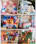 CORALMEE 6IN1 balloon arch stand kit, 10.8ft adjustable column, reusable arch backdrop; six event setups.