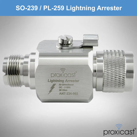Coaxial Lightning Arrester Suppressor Pro Grade With PL259 And SO239 Connectors For HF VHF UHF CB Ham And Two Way Radios