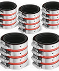 Beefy No Hub Coupling With Red Shield For 2 Inch Cast Iron Sewer Pipe And Fittings, Stainless Steel Bands, Corrugated Shield, ElaStoplast Sealing Gasket, Pack Of 5 shown stacked