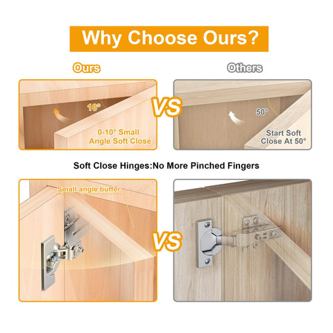 Comparison of Two Pack Professional Grade Frameless Soft Close Inset Cabinet Hinges With Clip On Mount Speed Adjustable and others.