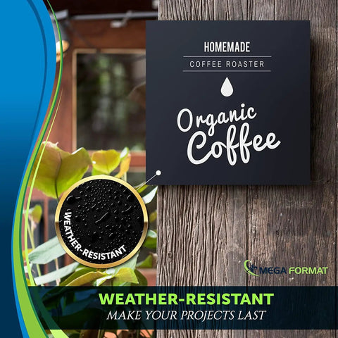 Expanded PVC Plastic Sheets 6 By 12 Inches Black Rigid Board For DIY Crafts Signage And Displays Waterproof Outdoor Use Quarter Inch Thick Sintra Celtec Compatible Durable Lightweight sign displayed on a wooden wall with weather-resistant detail.