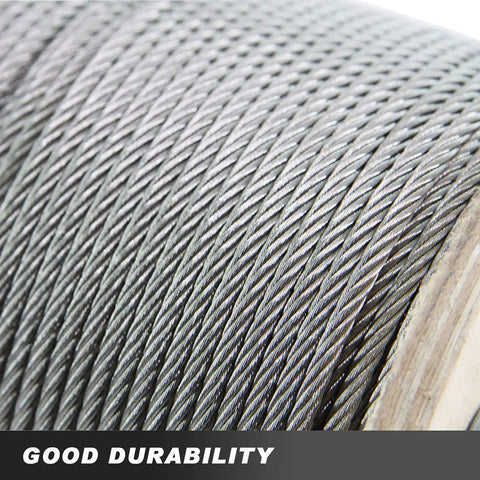 Close-up of 500 Ft 3/16 Inch 7x19 Stainless Steel Cable 304 Marine Grade with 3700 Lbs Breaking Strength for Rail Deck Applications