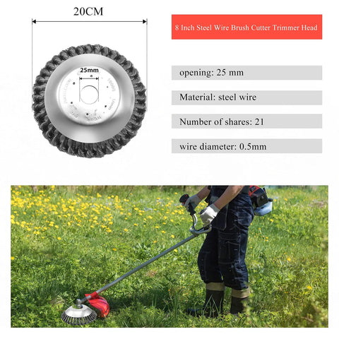 8 Inch Unbreakable Wired Trimmer Blade For Weed Eater And Weed Whacker Steel Wire Cutter Head with specifications and lawn use