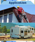 Application of Six Inches By Thirty Three Feet Peel And Stick Roofing Roll With Strong Bond Rubber Adhesive on roof and mobile home.