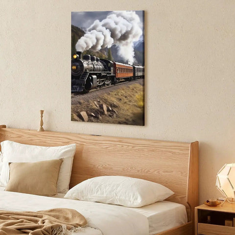 Dope Steam Locomotive Train Canvas Print Wall Art For Bedroom And Living Room Modern Boho Artwork Fade-Resistant Canvas 8x12 Inch