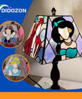 Stained glass lampshade featuring classic character designs, ideal for use with 60/40 Solder For Stained Glass Pro Grade Tin Lead Alloy.