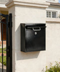 Outdoor Steel Key Lock Mailbox With Wall Mount, Secure Drop Box For Home Or Office, White Large, 12H x 10.51L x 4.68W Inches