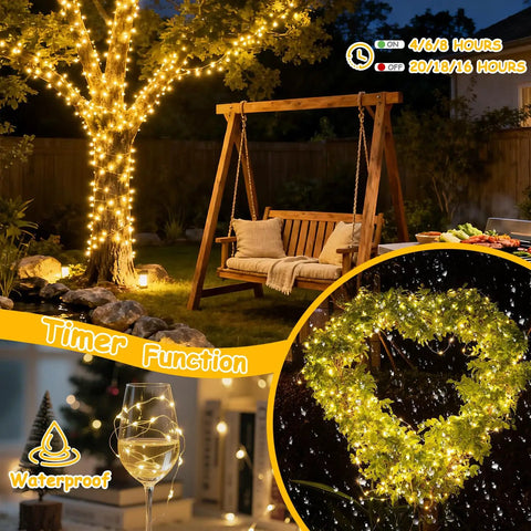 164 Feet Of 500 LED Fairy Lights With Bendable Silver Copper Wire Firefly String Lights 12 Modes With Timer Remote Warm White Decor