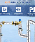Foil Backed Cotton Pipe Wrap Insulation For Outdoor Water Lines Keeps Your Pipes From Freezing And Condensation No Sweat Protection
