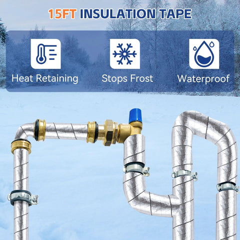 Foil Backed Cotton Pipe Wrap Insulation For Outdoor Water Lines Keeps Your Pipes From Freezing And Condensation No Sweat Protection