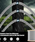 Beefy Thickened 316 Stainless Steel Wire Rope 7x19 Aircraft Cable 500 Ft 4000 Lbs Breaking Strength in rainy conditions
