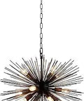 12 Light Sputnik Satellite Pendant Chandelier in black brass finish, 24 inch wide modern fixture, 51 inch adjustable chain, no bulbs
