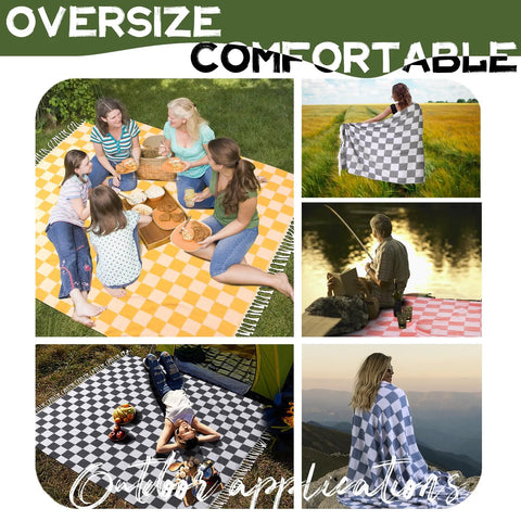 People enjoying picnic on Versatile Turkish Cotton Picnic Blanket For Beach Park And Grass Large Outdoor Mat.