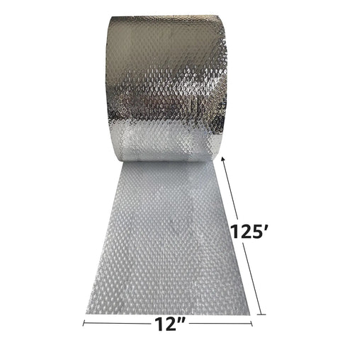 Reflective Bubble Insulation Roll 12 Inch Width By 125 Foot Length One Sided Bubble Pack For Summer Heat And Cold Weather