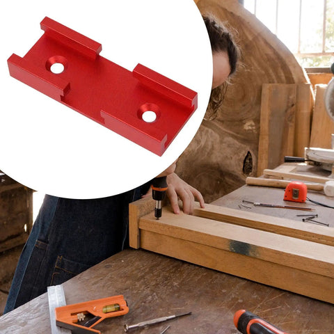 Red T Shape Track Cross Connector for Router Table Intersection Slot Jig Profile Double Cut Woodworking Tool in workshop