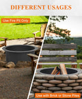 36 Inch Heavy Duty Fire Pit Ring For Outdoor Wood Burning And Campfires, Durable Metal Round Fire Pit For Backyard Patio And Camping