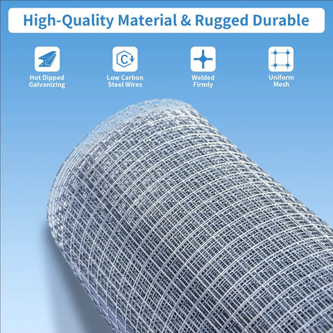 Heavy Duty Hardware Cloth 1/4 Inch, 24 By 50 Feet, Hot Dip Galvanized After Welding, Rustproof Welded Wire Mesh for Garden, Poultry, Fencing, and Other Outdoor DIY Projects roll