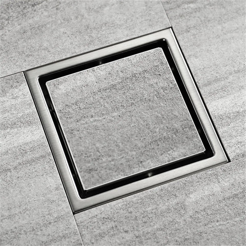 Ditch The Ugly Grate With This Hella Sleek Bathroom Tile Invisible Floor Drain, Brushed Stainless Steel Shower Square Cover.