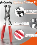 All In One 352 Piece Spring Hose Clamp Kit With Rotary Clamp Pliers and flexible ratchet switch detail