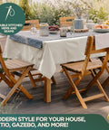 Outdoor table with Heavy Duty 12oz Cotton Duck Canvas Drop Cloths, 6-Piece Set, used as tablecloth on wooden chairs and table
