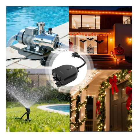 Weatherproof Outdoor Smart Plug With 2.4GHz WiFi Three Individually Controlled Sockets 15A 1875W for pool and garden use