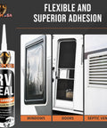 Heavy Duty Non Leveling RV Roof Lap Sealant Waterproof Caulk That Stays Put And Shuts Out Moisture built tough for RV windows and doors.