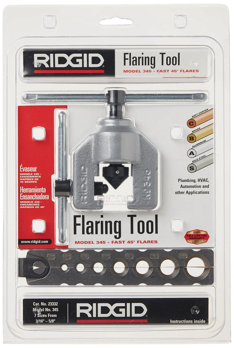 Beefy Flare Tool For 45 Degree Flares With Single Clamp Screw in packaging, showing tool and components for tubing clamping.