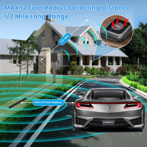 Solar Wireless Driveway Alarm For Cars Only Easy Car Only Vehicle Detector With Low False Alarms Weatherproof Outdoor Sensor Works In Rain Or Snow Temperature Range Minus Four To One Forty Fahrenheit Quick Setup And Reliable Alerts, 1/2 mile range