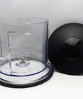 Replacement 16oz Pitcher Bowl For Master Prep Pro System Fits QB900B QB1000 QB1002 QB1003 QB1004 QB1005 And Express Chop NJ100 NJ1004 NJ1006 Clear Plastic For Fast Smoothies Shakes And Quick Chops, shown with lid on white background.